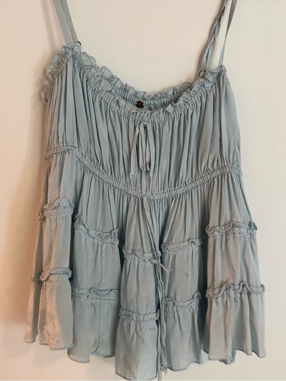 Free People Light Blue Ruffled Camisole Top
